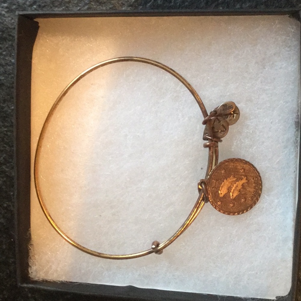 Alex and Ani Pisces gold tone bangle braclet